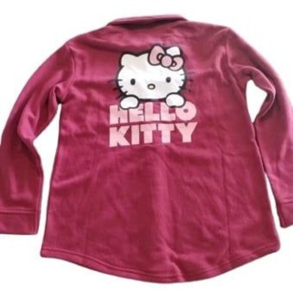 Hello Kitty Shirt Jacket Collared Long Sleeve Girls Size S